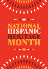 National Hispanic Heritage Month in United States. Celebrate annual in September and October. Latin American and Hispanic ethnicity culture. National fabric vector textures. Traditional festival - obrazy, fototapety, plakaty