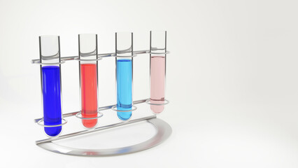 3D render of liquid in experimental test tube in socket, Science laboratory equipment