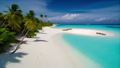 Beautiful beach on the Maldives' exotic island Ai generated image