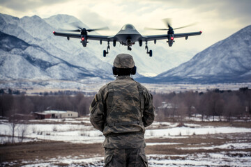 military man undergoing training drone control unmanned aerial vehicle generative ai