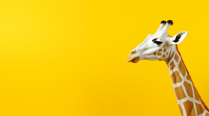 Giraffe on yellow background.