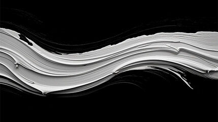 White liquid paint on black background. Generative AI.