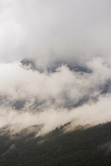 Fototapeta na wymiar rain clouds over the forest. Mountain landscape. . Turkey.
