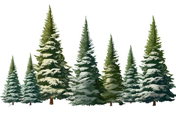 Obraz premium Christmas trees isolated white background, vector illustration PNG