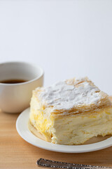 piece of cake and coffee. italian pastry. 