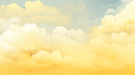 Clouds on yellow background. Generative AI.