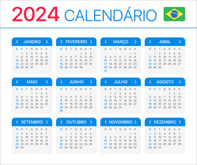 2024 Calendar - vector template graphic illustration - Brazilian version - 626601196