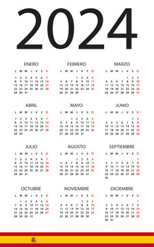 Calendar 2024 - stock vector illustration. Spanish version
