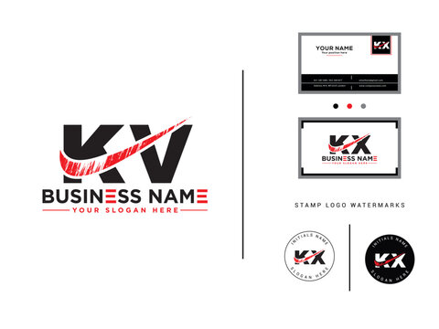 Modern Brush kv Shape Logo Icon, Minimalist kv Logo Letter Design