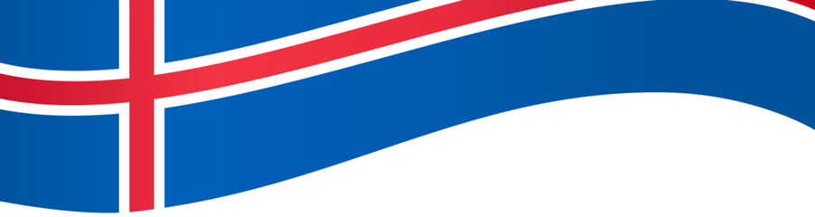 Iceland flag wave isolated on png or transparent background