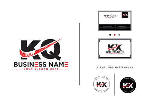 Modern Brush kq Shape Logo Icon, Minimalist kq Logo Letter Design