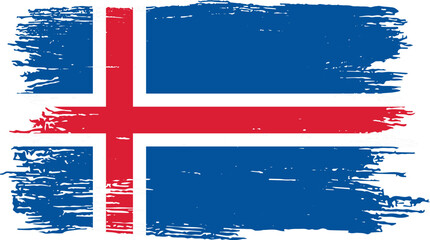 Iceland flag with brush paint textured isolated  on png or transparent background