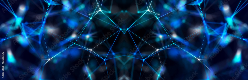 Poster polygonal background with dots and lines. network connection structure. science and technology. 3d