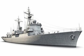 warship on white background