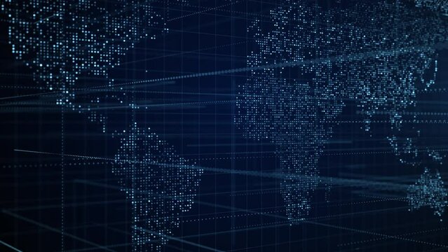 Earth map digital connection and social network. Global world communication data. Blockchain technology and database cryptocurrency concept. Business finance and crypto currency web 3.0