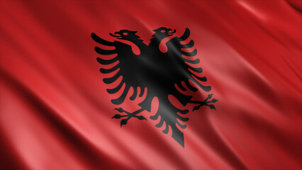 Albania National Flag, High Quality Waving Flag Image  - obrazy, fototapety, plakaty