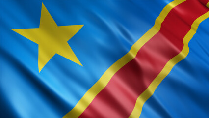 Democratic Republic of the Congo National Flag, High Quality Waving Flag Image 
