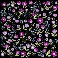 Fondo floral de colores sobre negro. 9