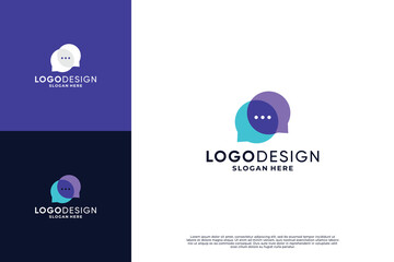 Communication logo design. Chat bubble dialogue and discussion logo. - obrazy, fototapety, plakaty
