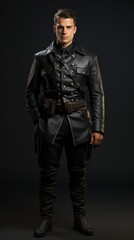 Piers Nivans in WWII German Officer Uniform  Full Body with Intricate Details