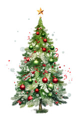 Obraz premium Decorated Christmas trees, white background, vector illustration PNG