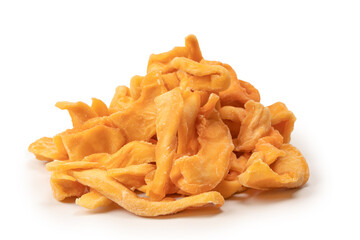 Dried melon slices isolated on a white background.