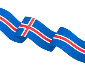 Iceland flag wave isolated on png or transparent background