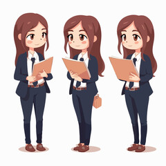 Vector illustration of a young lawyer girl, dressed for law practice, cartoon pose.