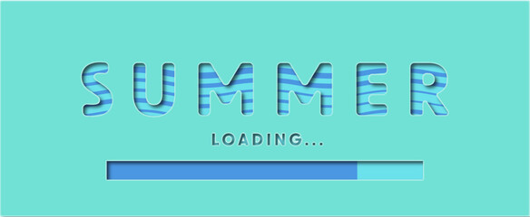 Summer is coming banner. Concept with sea and water waves and loading bar. a vector illustration