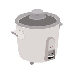 Automatic multi cooker and pressure cooker, isolated on White Background. Front View Modern Stainless Steel. Saute and Steamer. Electric Domestic Home and Kitchen Appliances. Realistic 3d vector