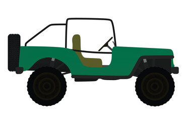 Retro green vehicle. vector illustration
