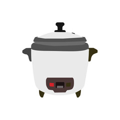 Electric rice cooker on white with clipping path