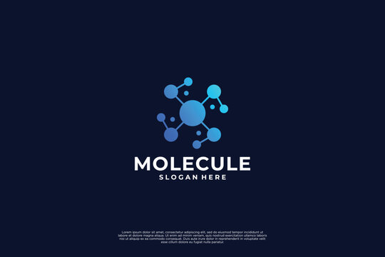 Nanotechnology logo. Atomic structure logotype. Abstract molecule logo.