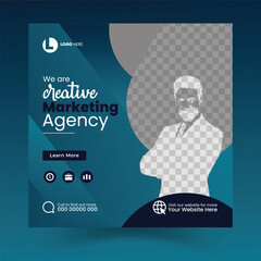 Digital business marketing banner for social media post template,Suitable for social media post, instagram story and web ads. Vector illustration with Space to add,Creative social media post template.