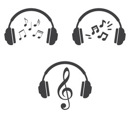 Headphones with music notes