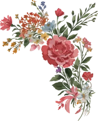 Fotobehang Watercolor carnation , cheery broom , wild flowers , illustration flower vector © supunnee