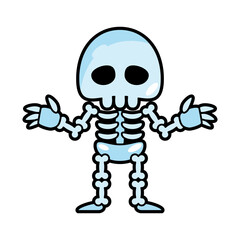 Skeleton ghost . Halloween cartoon characters . Vector .