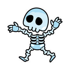 Skeleton ghost . Halloween cartoon characters . Vector .