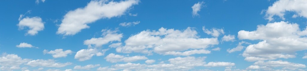 Naklejka na ściany i meble Extra large panorama of blue sky with white clouds