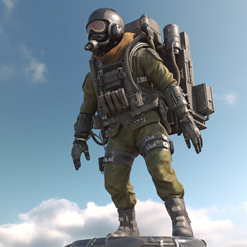 Jet Pack Soldier, Made With Generative AI