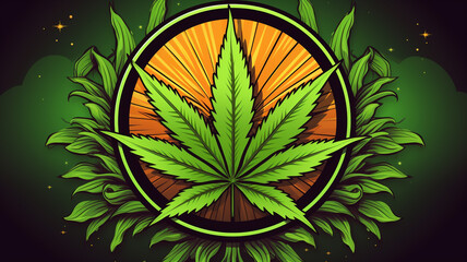 Obraz premium Cannabis Logo Design in green 
