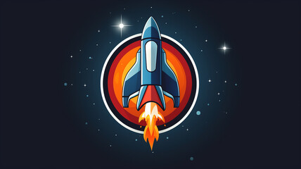 Rocket in space logo design