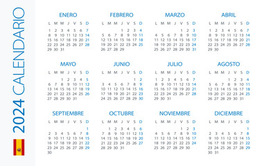 Calendar 2024 Horizontal - illustration. Spanish version