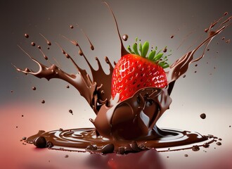 chocolate splash with strawberry - Powered by Adobe
