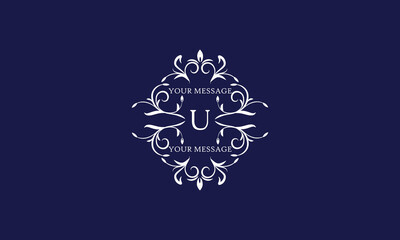 Elegant monogram design template with letter U. Vector logo illustration.