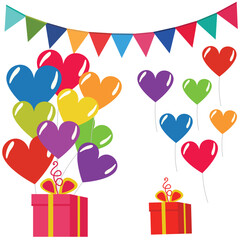 boxes with heart shape and ribbon vector