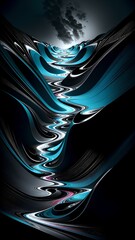 Photo of abstract blue and white lines on a black background