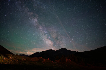 Milky-way and Saturn planet seen in the French Alpes near Vars