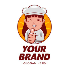 Chef Cartoon Character Logo Vector Template