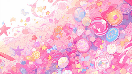 hand drawn cartoon colorful candy childlike background
